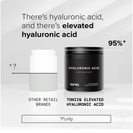 Toniiq Ultra High Purity Hyaluronic Acid Capsules - 95%+ Highly Purified and Highly Bioavailable - 275mg Formula - Non-GMO Fermentation - High Strength with Vitamin C - 180 Capsules