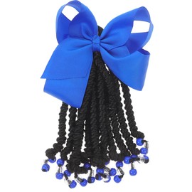 Baluue Kids Ponytail Extension with Beads Ponytail Braids Hair Extensions with Bows, Hair Extension Bowknot Clip Synthetic Hairpieces Detachable Hair Accessories Chrismas