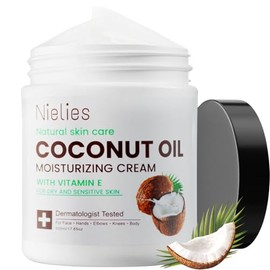 Crema capilar de aceite de coco Nielies, crema hidratante con aceite de coco virgen extra para una hidratación instantánea para todo tipo de piel. 500 g / 17,63 oz (1)