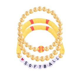 yaozeio Game Day Sports Accessorie for Women Men Softball Bracelet for Softball Lovers Christmas Birthday Gifts from Team Member Friend Stackable Beaded Bracelet Set Sport Lover Gift 3pcs