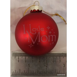 Jack Levy I love Mom Glass Ornament Red Christmas Tree Great Gift for Mother's Holiday