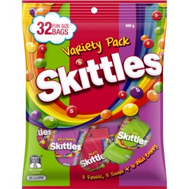 Skittles Lollies Fun Size Variety Pack 32 Pieces (Fruits, Sours, Wild Berry) 480g