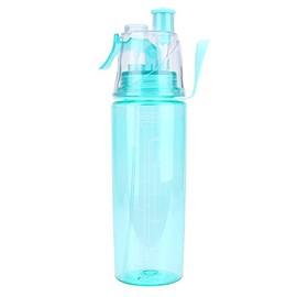 Botellas de agua con rociador, 4 colores, 600 ml Botella plástica transparente antifugas para deportes (Azul)