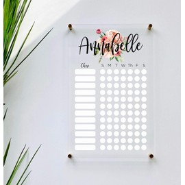 Large Clear Acrylic Chore Chart for wall | Dry-Erase Message White Board Calendar Wall Mounted Office Home Family Organization Tools Must Haves School Kids Adult Mom Teen Monthly Weekly ADHD Tools