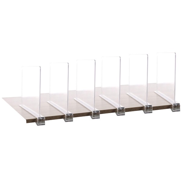 6PCS Multifunction Acrylic Shelf Dividers,Closets Shelf and Closet Separator for Wood Closet,Only Need to Slide to Adjust The Appropriate Distance