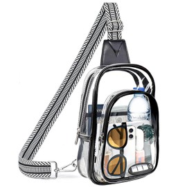 seaflash 3 Pockets Clear Bag for Stadium Events,Large Crossbody Transparent Concert Sports Bag,Fanny Pack Purse for Women Men