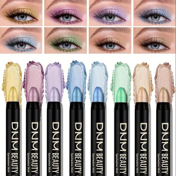 Long-lasting Eyeshadow Stick Set (8 Counts), Waterproof Metallic Eyeshadow Sticks,