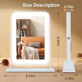 Leadzones Rechargeable LED Vanity Mirror with Lights,11"×9" Small Desk Makeup Mirror with Lights,Smart Touch with 3-Color Lighting,Dimmable,for Birthday Gifts for Women,Home Dorm Decor