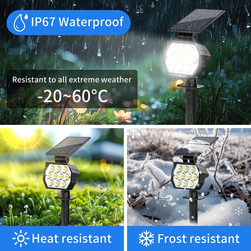Flaow Solar Spot Lights Outdoor Waterproof IP67, 6 Pack -
