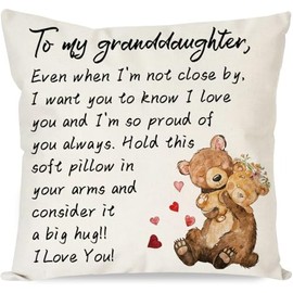 HIUCUS to My Granddaughter Throw Pillow Cover, 18 x 18 Inch Gifts for Girls Granddaughter Birthday Cushion Case from Grandparents Grandmothers Cushion Cover for Sofa Living Room Bedroom Decor BZ04