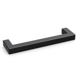 goldenwarm 10 Pack 5 Inch Black Cabinet Handles Kitchen - Matte Black Drawer Pulls Stainless Steel - 128mm Cabinet Hardware Square Bar Modern Cabinet Pulls for Kitchen Bathroom Cupboard