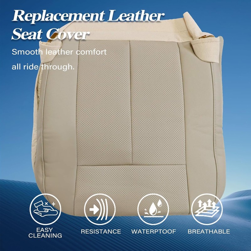 GXARTS Driver and Passenger Side Bottom Replacement Leather Seat Cover