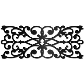 CREATCABIN Floral Metal Wall Decor Black Metal Wall Art Rustic Hollow Rectangle Iron Flower Hanging Wall Sculpture Mandala Wall Decoration for Living Room Home Office Garden Balcony 11.8x4.7Inch