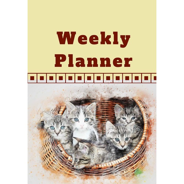 Weekly Planner: 52 weeks- (7 x 10) cute fluffy kitten/cat