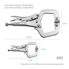 Anxingo 4 Pack Heavy Duty C-Clamp Locking, (2x6" + 2x11" Tips) C-Clamps with Swivel Pads for Craftsman Home Workshop