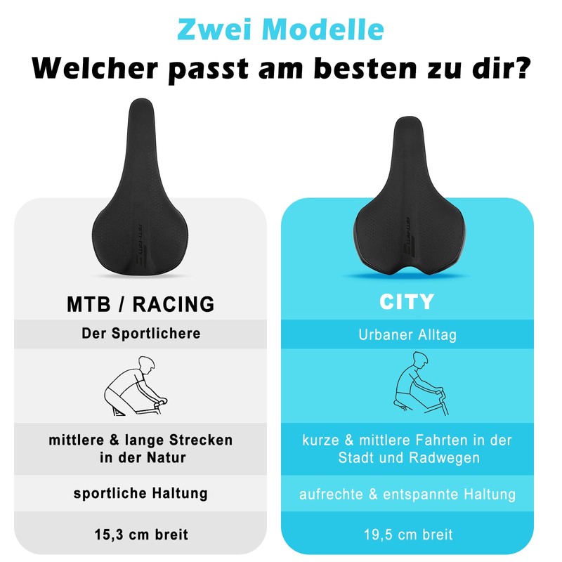 FIFTY-FIFTY MTB Saddle, Comfortable Memory Foam Bicycle Saddle, Soft Waterproof