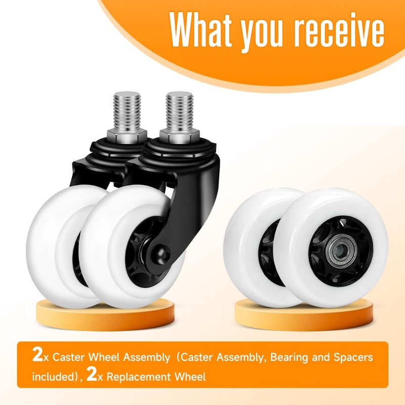 FVRITO 2 Pack Complete Caster Wheels Assembly for Razor Crazy