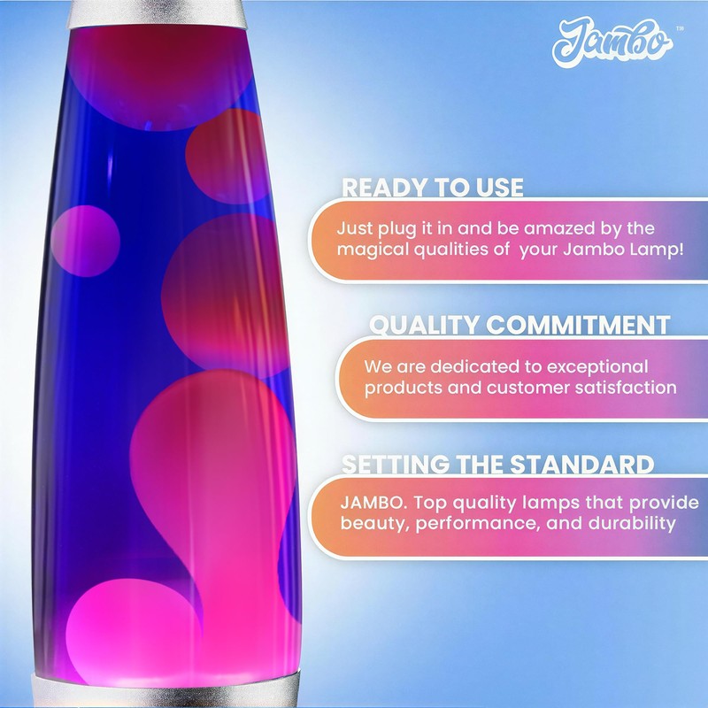 JAMBO 16" Beautiful Liquid Lamp- Blue with Purple Wax, Relaxing