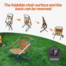 喜马拉雅 Double-Side Seat Foldable Chair，Brown Outdoor Furniture Carbon Steel Portable Folding Chair Great for Camping Beach Picnic Party Park Sports (Brown)
