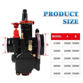 DOCAS PWK 28mm Carburettor for Universal 75cc to 125cc Dirt Bike Motocross Motorcycle Scooter ATV Quad - Black