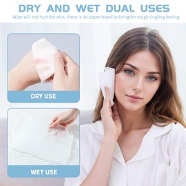Cotton Facial Dry Wipes, 100 Count, Deeply Cleansing Disposable Face Towel Wash Cloth, Multi-Purpose for Skin Care, Make-up and Face Wipes, Facial Cleansing