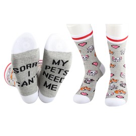 POFULL Farm Pet Lovers Socks Video Game Gift Game Player Gift Sorry I'm Can’t My Pet Need Me Novelty Socks (CA/US, Alpha, One Size, Regular, Regular, MY PETS NEED CA)
