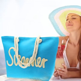 CIOOU Extra Large Beach Bags for Women Waterproof Beach Bags and Totes With Zipper Travel Daily Tote Bag (Summer bag blue)