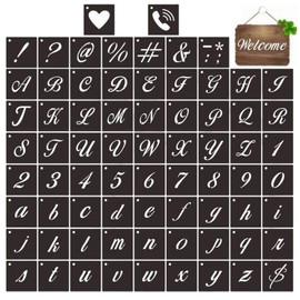 72Pcs Calligraphy Letter Stencils,1Inch Farmhouse Style Letter Number Template Interlocking Alphabet Stencils for Painting Alphabet Letter Stencil Wall Template(Translucent White)