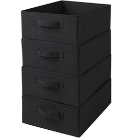 AYVANBER Decorative Storage Boxes for Organizing Clothes in a Dresser Collapsible Fabric Storage Bins Organizer Set with Handles for Bedding Clothes Toys Socks and More (Black)