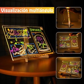 Tablero de notas LED 30x20 de acrílico, pizarra LED luminosa con 7 marcadores de colores. Ideal para escribir y borrar fácilmente, con luces incorporadas para mensajes destacados