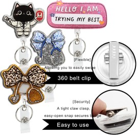 Retractable Badge Reel Cute with Clip and Key Ring for Id Name Card Holder/Nurse Medical Worker Teacher Doctor Student Office School (4 Medical Style)