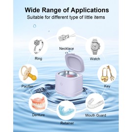 BCOM Retainer Cleaner Machine, 46kHz Professional Portable Ultrasound Retainer Jewelry Clean for Dental Retainer, Mouth Guard, Watch, Ring, Jewelry Cleaner Machine - Household Use