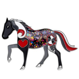 WEVENI Enamel Horse Brooch Pins Fashion Horse Jewellery for Women Girls Horse Lovers Horse Things Charms Horse Decoration Gift, Zinc, No Gemstone
