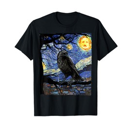 Raven Art, Starry Night Edgar Allan Poe, Raven, Poe T-Shirt