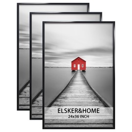 ELSKER&HOME 24x36 Poster Frame 3 Pack, Black Picture Frame for Horizontal or Vertical Wall Mounting, Sturdy and Scratch-proof