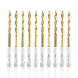 amoolo 5/32 Impact Drill Bits Set, 10Pcs Titanium HSS Twist Hex Shank Drill Bit Set for Metal, Steel, Wood, Plastic, Quick Change Design