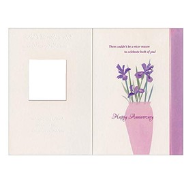 Designer Greetings Another Year Together: Purple Flowers in Die Cut Window Short Fold Wedding Anniversary Congratulations Card for Brother and Sister-in-Law