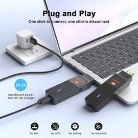 Wireless HDMI Transmitter and Receiver, 2026 Upgraded 4K Decode 1080P@60Hz, Dual Band 2.4G/5G, 90° Bend Design & Heat Dissipation Vents, Plug and Play for Laptop/PC/TV Box/Projector to TV/Monitor