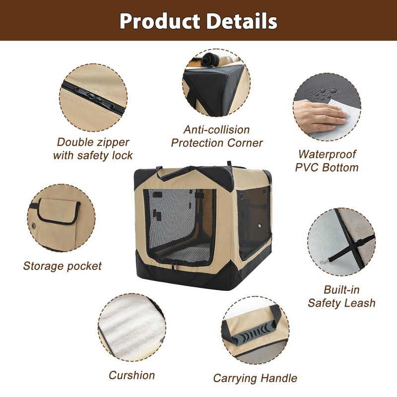 Garnpet Soft Dog Crate for Small Dogs, 4-Door Foldable Collapsible