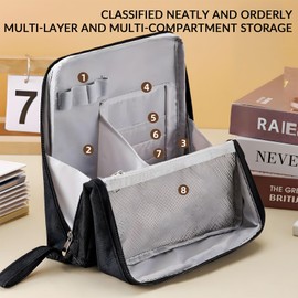 Nemocon Makeup Bag,Standing Makeup Bag – Portable,Large Capacity Multi-purpose Large Capacity Oxford Cloth Standing Makeupbag Portable, Aterproof,Compartments and Handle (Grey)