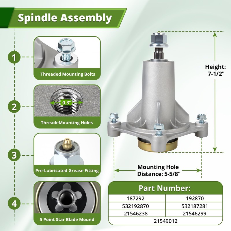 ranwin 42 Inch 46 Inch Deck Spindle Rebuild Kit Fits