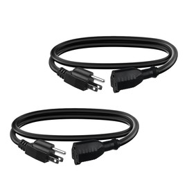 BN-LINK 3ft Indoor Outdoor Extension Cord 16/3 SJTW, 2 Pack, Black, PVC Cable Jacket, 3-Prong, Weather Resistant, Flame Retardant, Suitable for Indoor, Landscaping & Holiday Decorations, 13A ETL