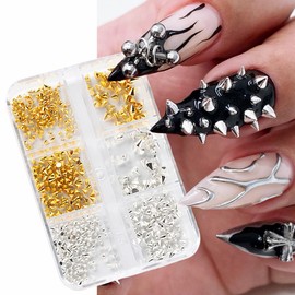 Unique Cone Nail Art Studs, Metal 3D Nail Art Studs Decoration, Silver and Gold Cone Metalic Spike Studs Nail Art Tiny Stick