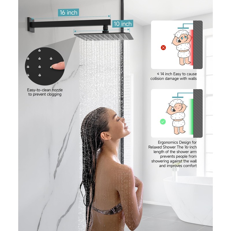 SR SUN RISE Shower System Bathroom 10 Inch Rainfall Shower