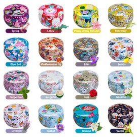 Howemon Scented Candles Gift Set, Natural Soy Wax Portable Travel Tin Candles Women Gift with Strongly Fragrance Essential Oils for Stress Relief and Aromatherapy - 16 Pack