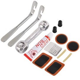 13-Piece Bike Puncture Repair Kit, Bicycle Tire Repair Tube Patch Glue Hand Lever Valve Caps Fix Tool Set