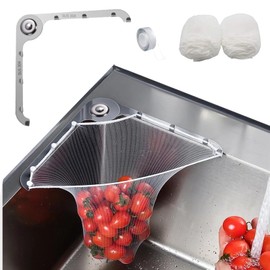 JGFJGF 304 Stainless Steel Rust-Resistant Kitchen Sink Strainer Triangular Drain Basket with 100PCS Large Mesh Bags, Clog-Resistant Heavy-Duty Drain Strainer for Kitchen Food Scraps
