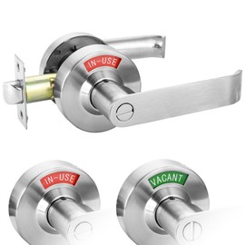 Malimali Commercial Door Handle with Occupied Sign, Bathroom Door Handle with Lock, Stainless Steel Privacy Door Handle Hardware Door Lever Lock for Restroom Public Washroom, Satin Chrome