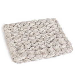 Abbott Collection Nepal Chunky Knitted Trivet - Wool Felt, Oatmeal Beidge (8" SQ)