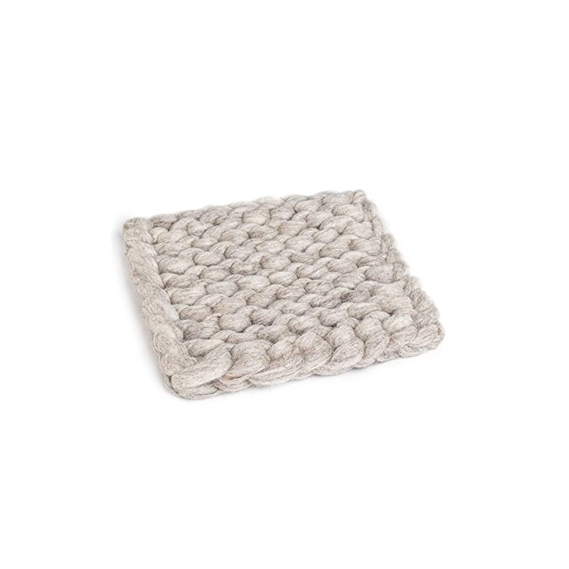 Abbott Collection Nepal Chunky Knitted Trivet - Wool Felt, Oatmeal